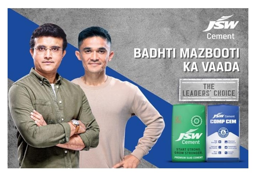  JSW Cement ropes in Sourav Ganguly , Sunil Chhetri as Brand Ambassador