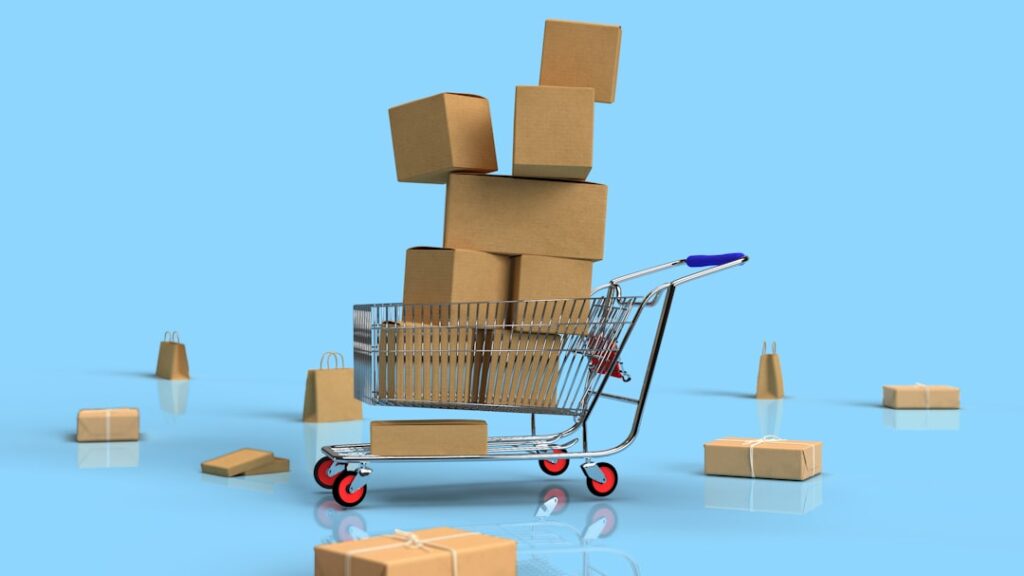 A shopping cart representing online retail