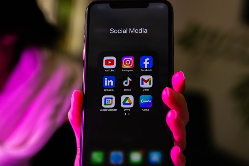 A smartphone screen showing a folder of social media apps